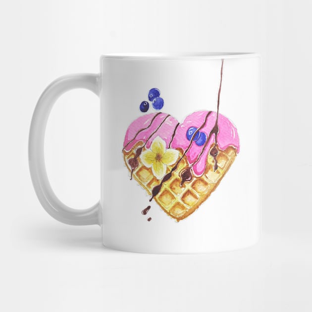 Waffle heart with icing and chocolate toping by Wolshebnaja